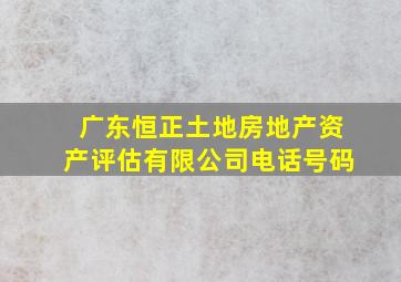 广东恒正土地房地产资产评估有限公司电话号码