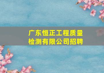 广东恒正工程质量检测有限公司招聘