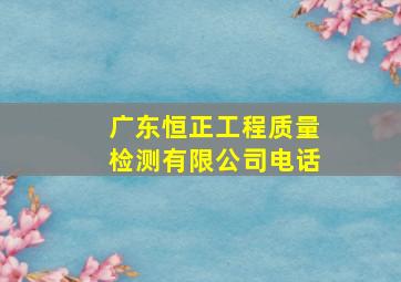 广东恒正工程质量检测有限公司电话