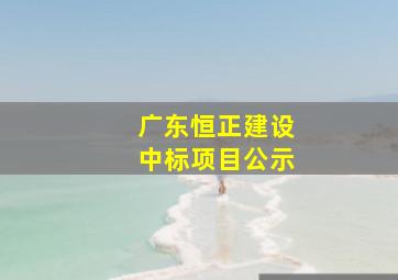 广东恒正建设中标项目公示