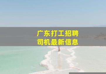 广东打工招聘司机最新信息