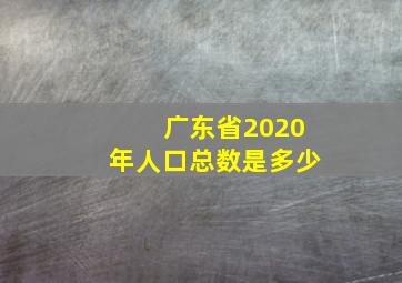 广东省2020年人口总数是多少