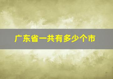 广东省一共有多少个市