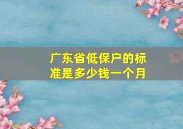 广东省低保户的标准是多少钱一个月