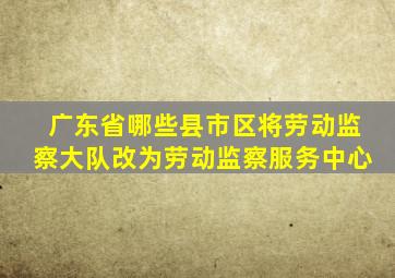 广东省哪些县市区将劳动监察大队改为劳动监察服务中心