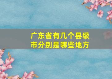 广东省有几个县级市分别是哪些地方