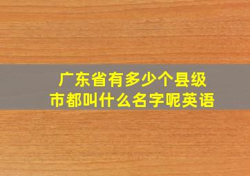 广东省有多少个县级市都叫什么名字呢英语