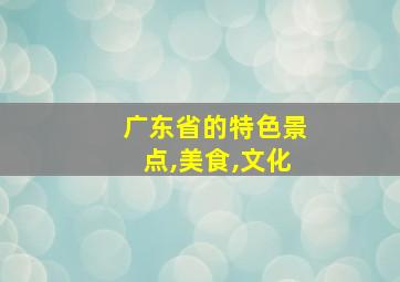 广东省的特色景点,美食,文化