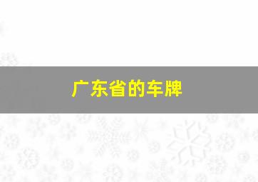 广东省的车牌