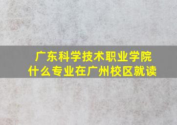 广东科学技术职业学院什么专业在广州校区就读