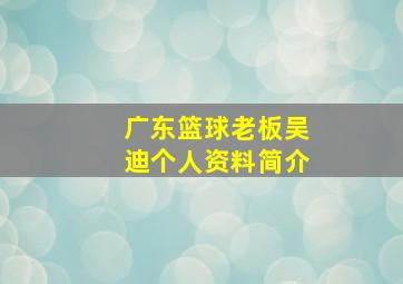 广东篮球老板吴迪个人资料简介