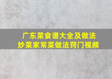 广东菜食谱大全及做法炒菜家常菜做法窍门视频