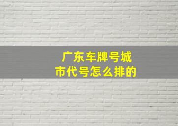 广东车牌号城市代号怎么排的