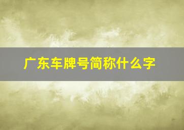 广东车牌号简称什么字