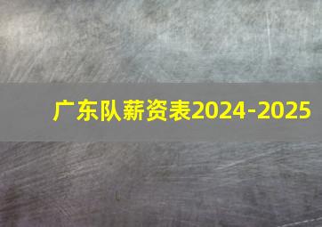 广东队薪资表2024-2025