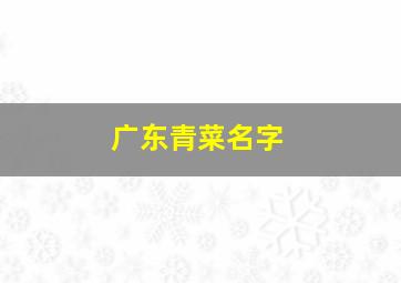 广东青菜名字