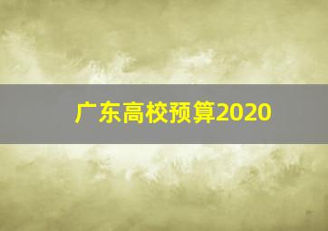 广东高校预算2020