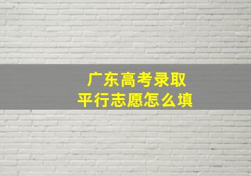 广东高考录取平行志愿怎么填