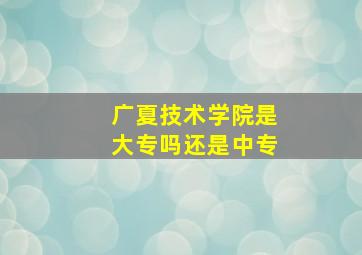 广夏技术学院是大专吗还是中专