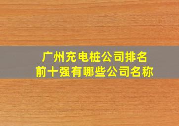 广州充电桩公司排名前十强有哪些公司名称