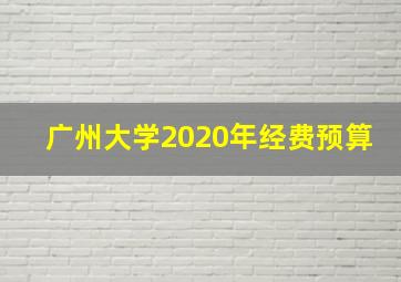 广州大学2020年经费预算