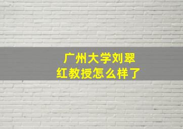 广州大学刘翠红教授怎么样了