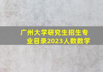 广州大学研究生招生专业目录2023人数数学