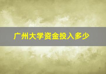 广州大学资金投入多少