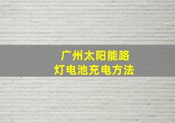 广州太阳能路灯电池充电方法