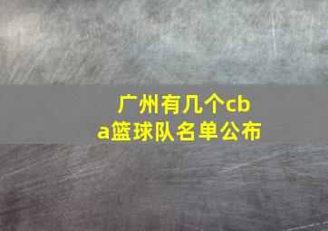 广州有几个cba篮球队名单公布