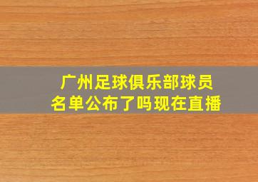 广州足球俱乐部球员名单公布了吗现在直播