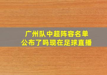 广州队中超阵容名单公布了吗现在足球直播