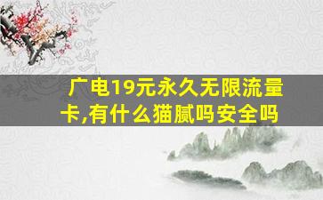 广电19元永久无限流量卡,有什么猫腻吗安全吗