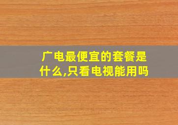 广电最便宜的套餐是什么,只看电视能用吗