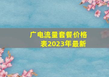 广电流量套餐价格表2023年最新