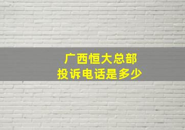 广西恒大总部投诉电话是多少