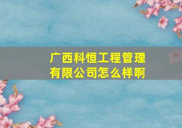 广西科恒工程管理有限公司怎么样啊