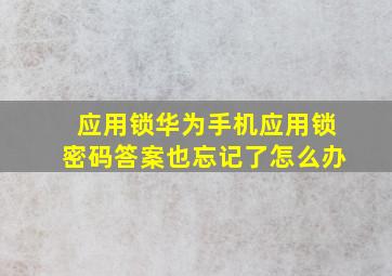 应用锁华为手机应用锁密码答案也忘记了怎么办