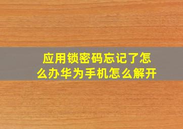 应用锁密码忘记了怎么办华为手机怎么解开