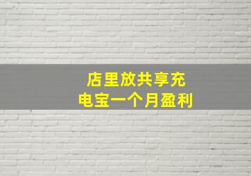 店里放共享充电宝一个月盈利