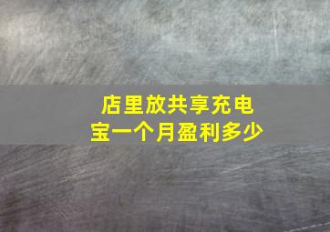 店里放共享充电宝一个月盈利多少