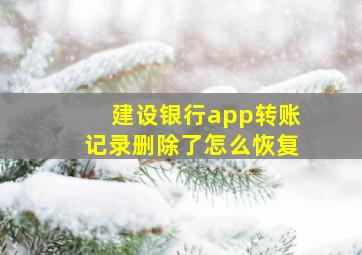 建设银行app转账记录删除了怎么恢复