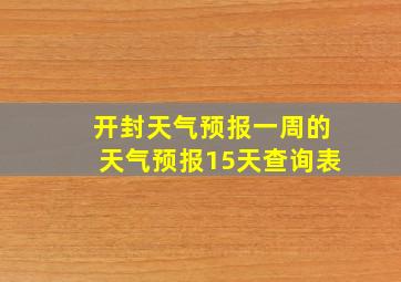 开封天气预报一周的天气预报15天查询表