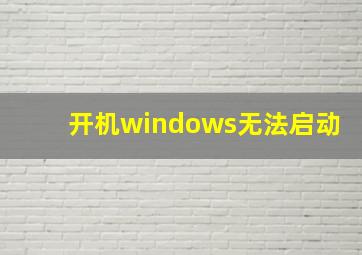 开机windows无法启动