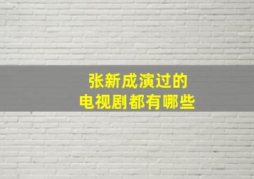 张新成演过的电视剧都有哪些