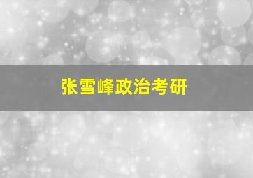 张雪峰政治考研