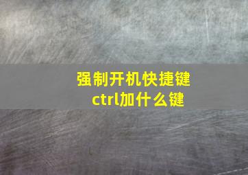 强制开机快捷键ctrl加什么键