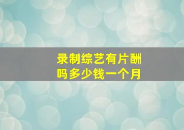 录制综艺有片酬吗多少钱一个月