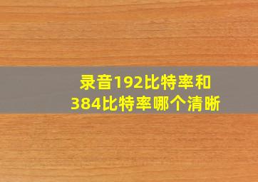 录音192比特率和384比特率哪个清晰