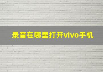 录音在哪里打开vivo手机